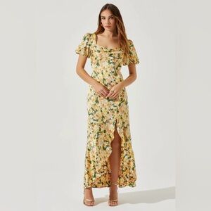 ASTR puff sleeve floral maxi